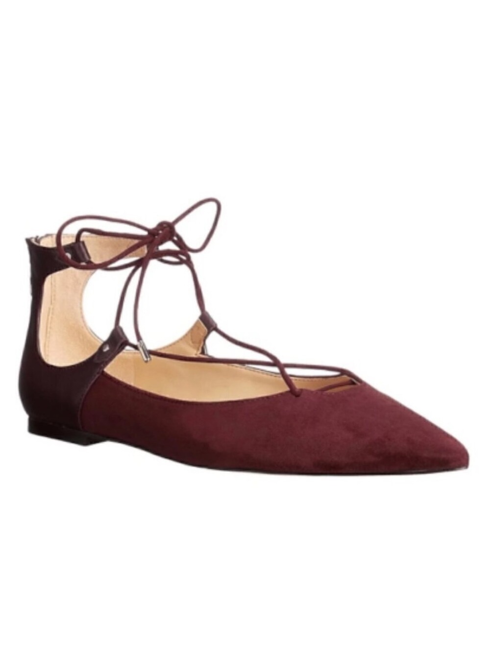 Sam Edelman Burgundy Lace-Up Pointed Ballet Flat - WORN ONCE!